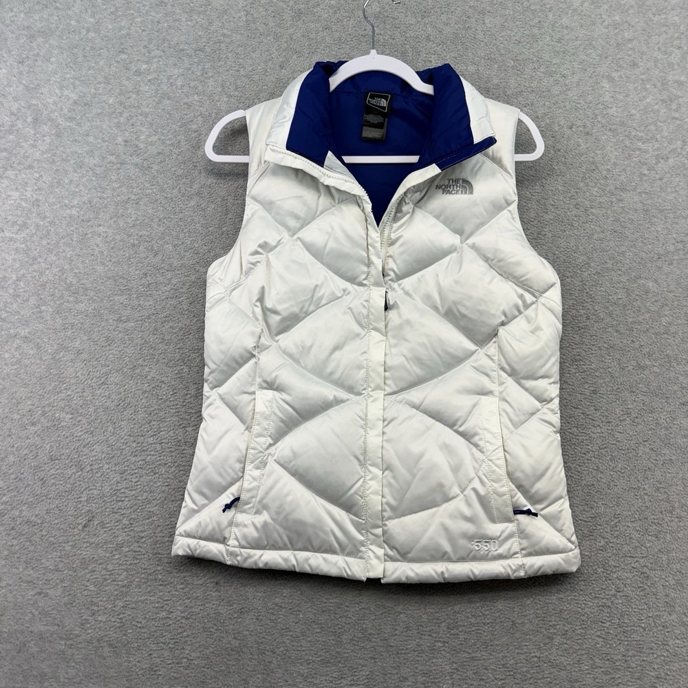 North Face Aconcagua Vest Womens Small White 550 Down Puffer Quilted Outdoors